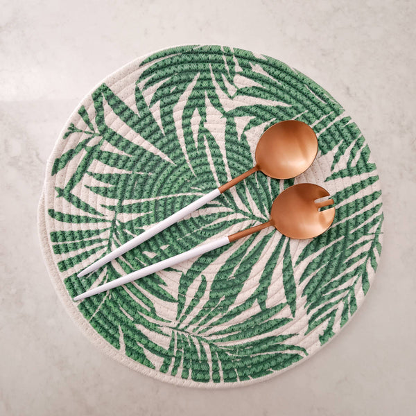 White and Copper Salad Servers (Set of 2)