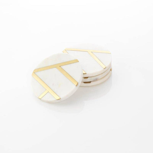 Marble and Brass Coasters (Set of 4)