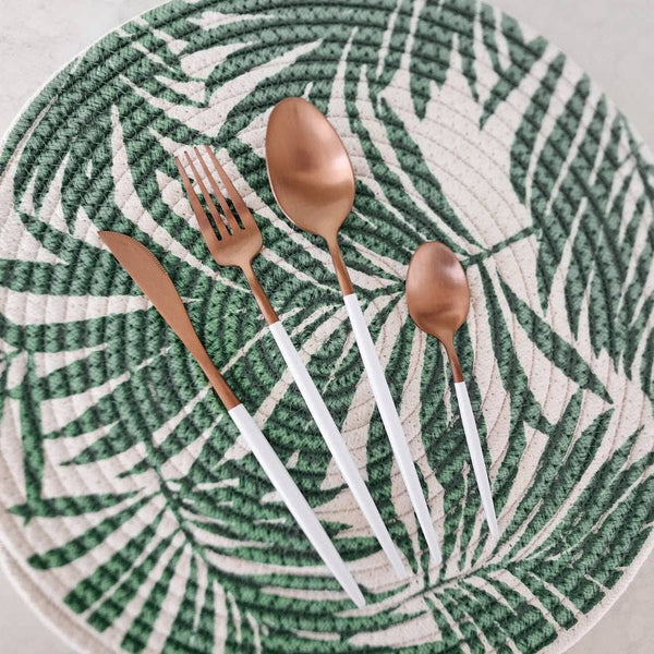 White and Copper Cutlery  (Set of 16)
