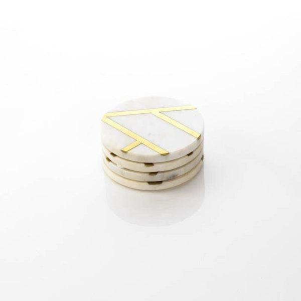 Marble and Brass Coasters (Set of 4)
