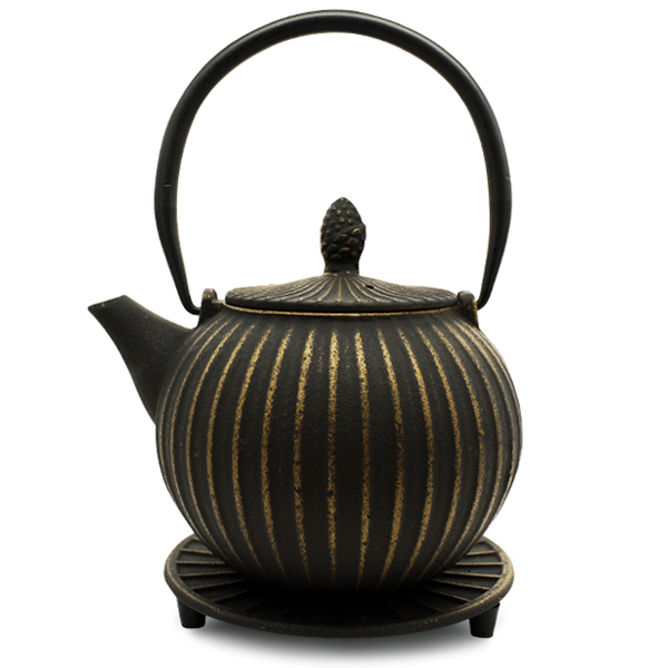 Black & Gold Cast Iron Teapot
