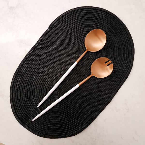 White and Copper Salad Servers (Set of 2)
