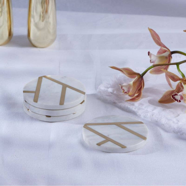 Marble and Brass Coasters (Set of 4)